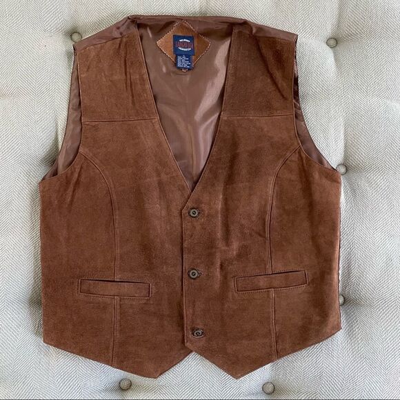 Saugatuck Dry Goods Company Sueded Leather Button Vest L - Picture 1 of 5
